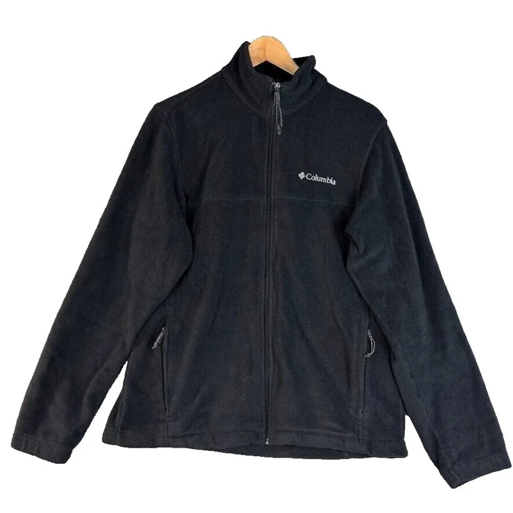 Columbia Full Zip Fleece Jacket Shacket Mens M Black Full Zip Outdoor Haiti